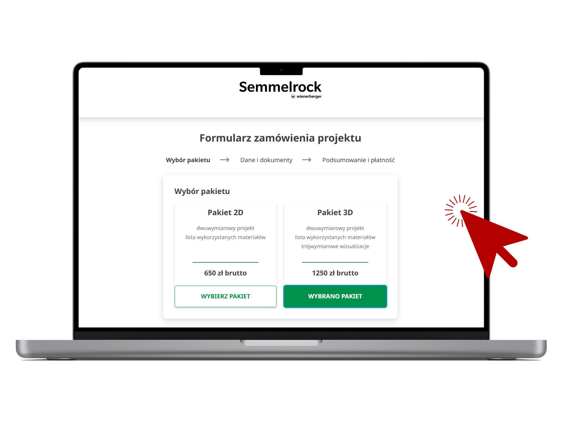 Zamawianie usługi projektowej Semmelrock - laptop 