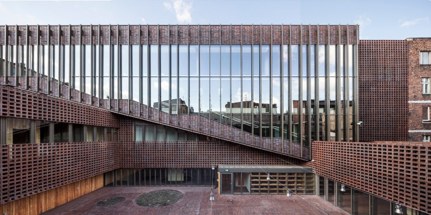University of Silesia Faculty of Radio and Television; Brick Award 2020 Category "Sharing Public Spaces"; Architects: BAAS Arquitectura, Grupa 5 artchitekci, Maleccy biuro, Photo:  Adrià Goula