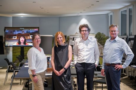 Meeting of the Jury members to select the winners out of 50 nominated projects 2022. Jury members: Brigitte Shim. Shim Sutcliffe Architects (CA). Tina Gregoric. Dekleva Gregoric Architects (SI). Ingrid van der Heijden. CIVIC Architects (NL). Jesper Gottlieb. Gottlieb Paludan Architects (DK). Wilfried Kuehn. Kuehn Malvezzi Architects (DE)