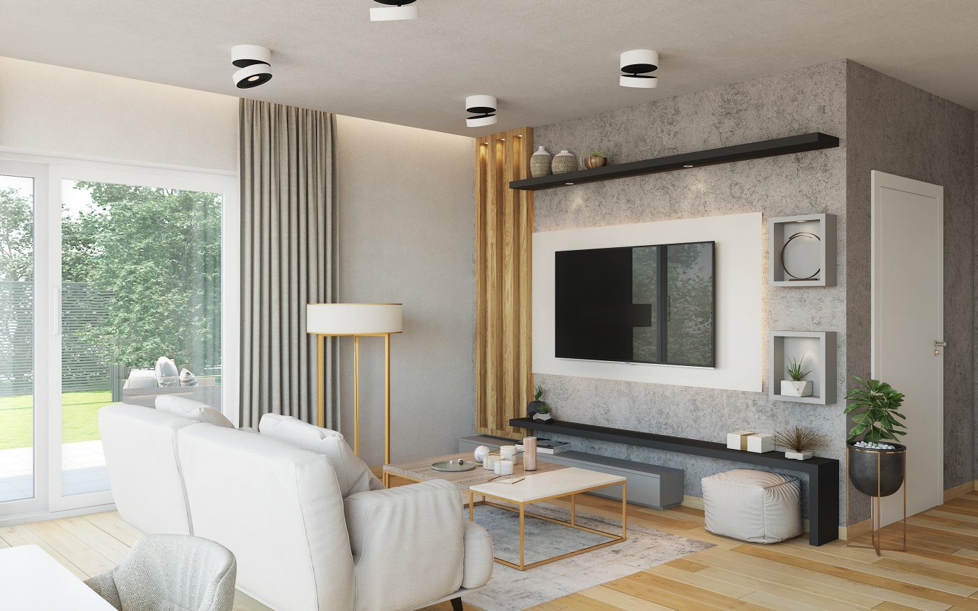 Salon - Wizualizacja projektu WELS pracowni PRO-ARTE - Dom na przyszłość Wienerberger