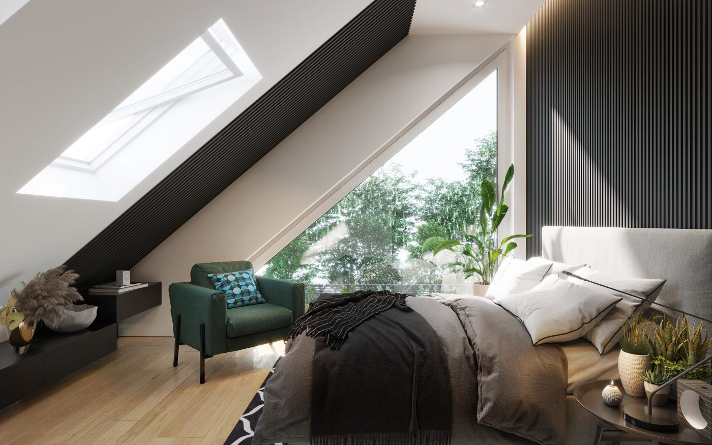 Sypialnia - Wizualizacja projektu WELS pracowni PRO-ARTE - Dom na przyszłość Wienerberger