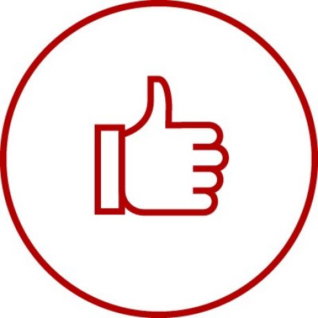 Icon with hand pointing thumb upwards, ok, good, positive