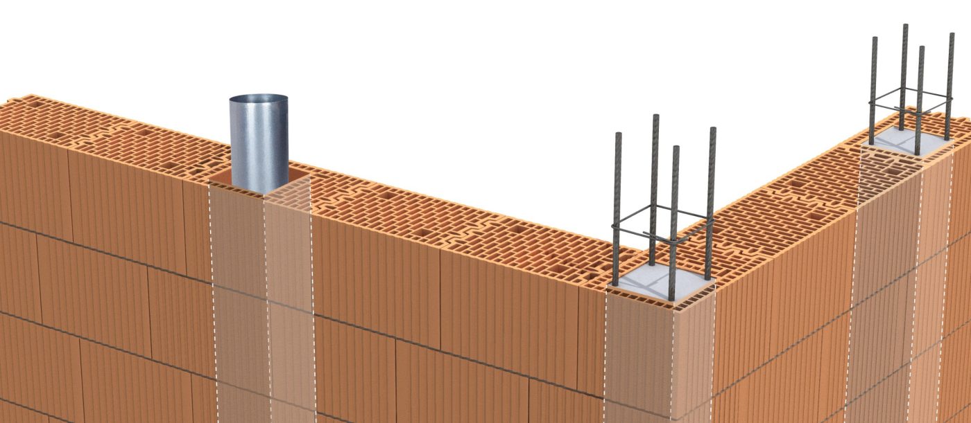 Porotherm 25 K P+W w narożniku