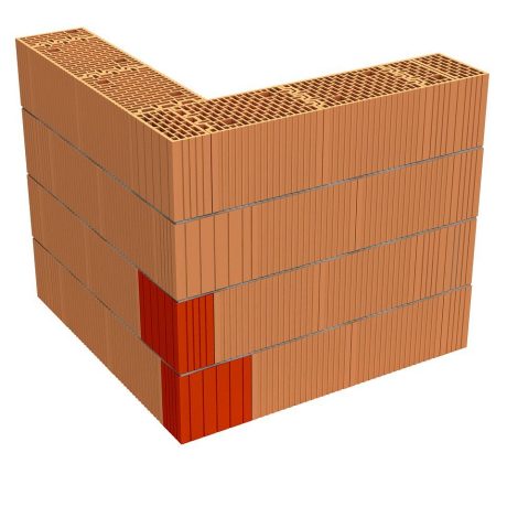 Porotherm 25 3x1/3 w narożniku