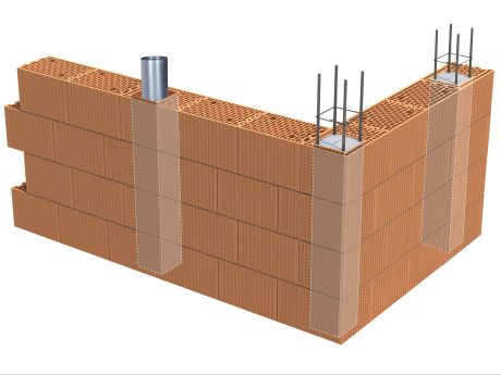 Porotherm 25 K P+W w narożniku