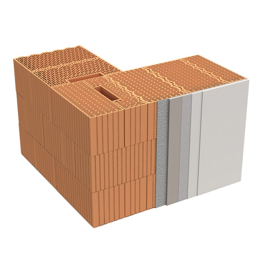 Ściana jednowarstwowa - warstwa konstrukcyjna z pustaków i tynk