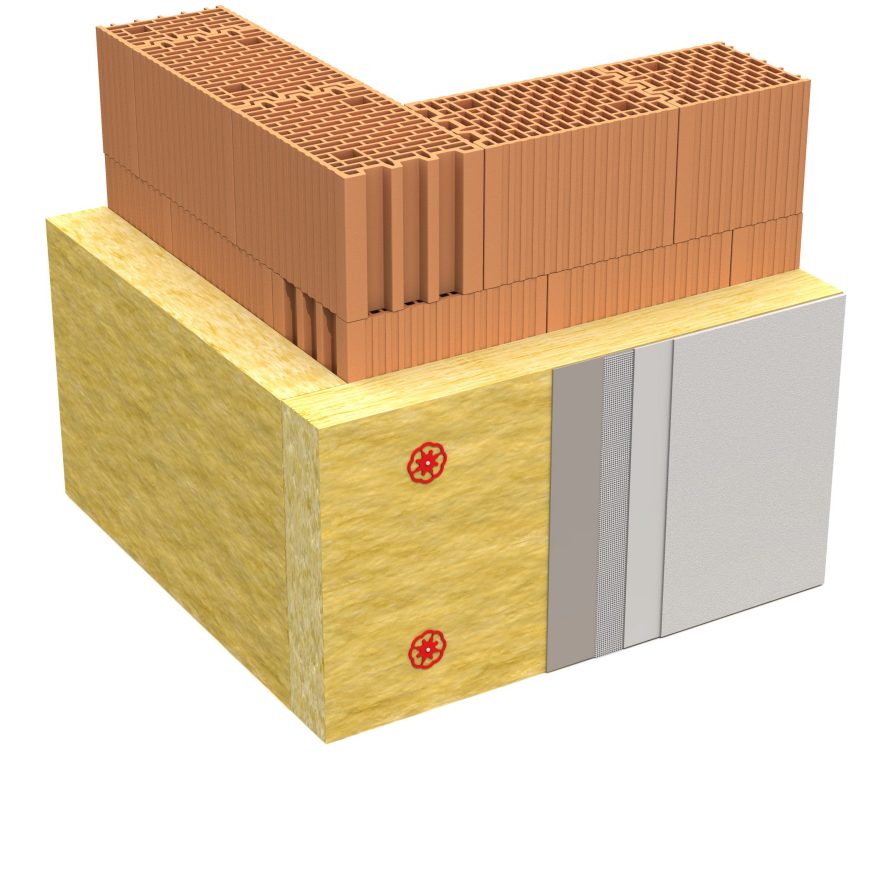 Ściana dwuwarstwowa - warstwa konstrukcyjna z pustaków, ocieplenie z zewnątrz i tynk