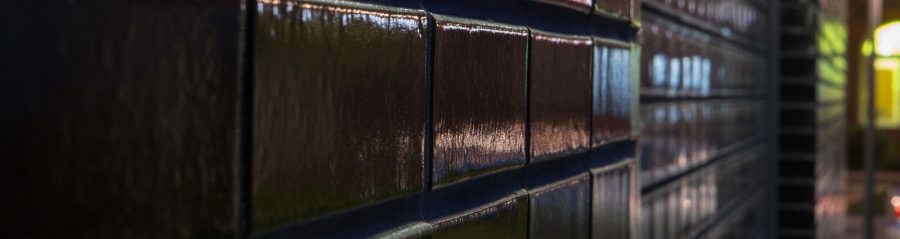 Multifamily setting with black glazed facing brick slips in Crakow