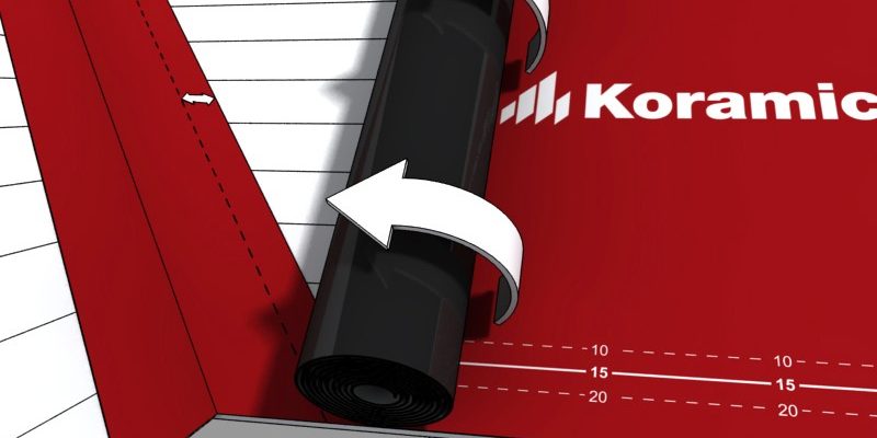 Illustrations for roof underlay sheet application - Photoshop file with red and blue foil colour in different layers