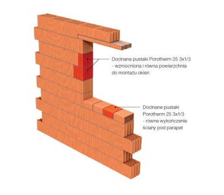 Porotherm 25 3x1/3 w otworze na okno