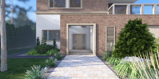 Render posesji z kostką brukową Ventura w kolorze milo