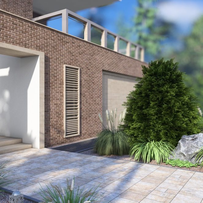 Render posesji z kostką brukową Ventura w kolorze milo
