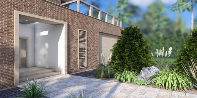 Render posesji z kostką brukową Ventura w kolorze milo