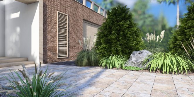Render posesji z kostką brukową Ventura w kolorze milo