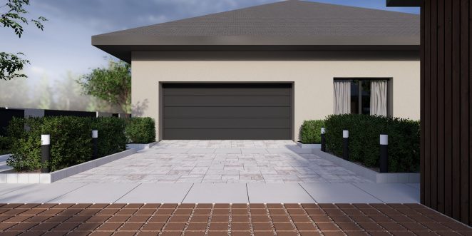 Render posesji z kostką brukową Ventura w kolorze taupe