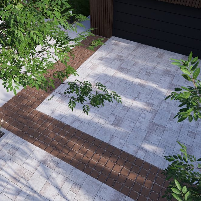 Render posesji z kostką brukową Ventura w kolorze taupe