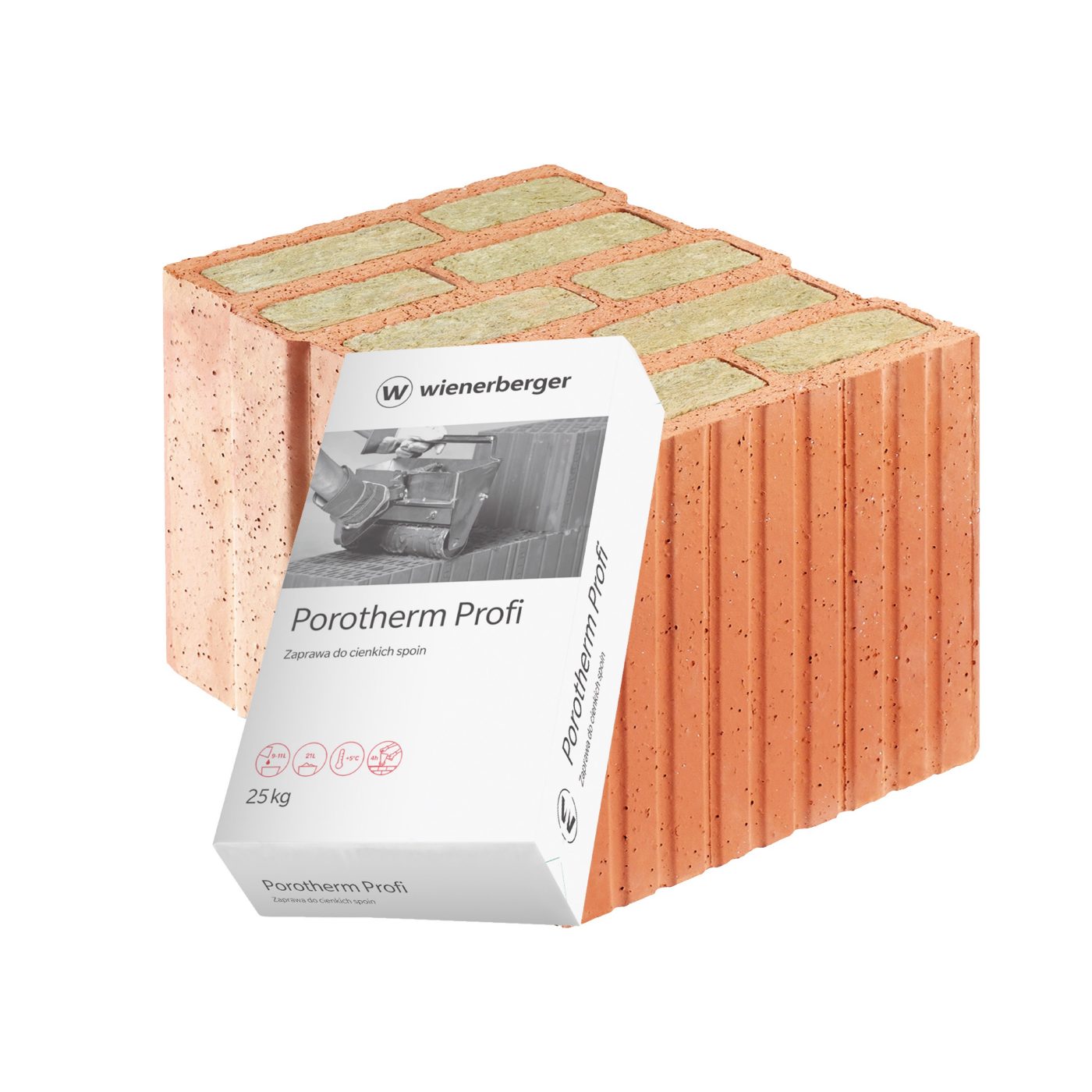 Szlifowany pustak ceramiczny wypełniany wełną mineralną Porotherm 30 T Profi