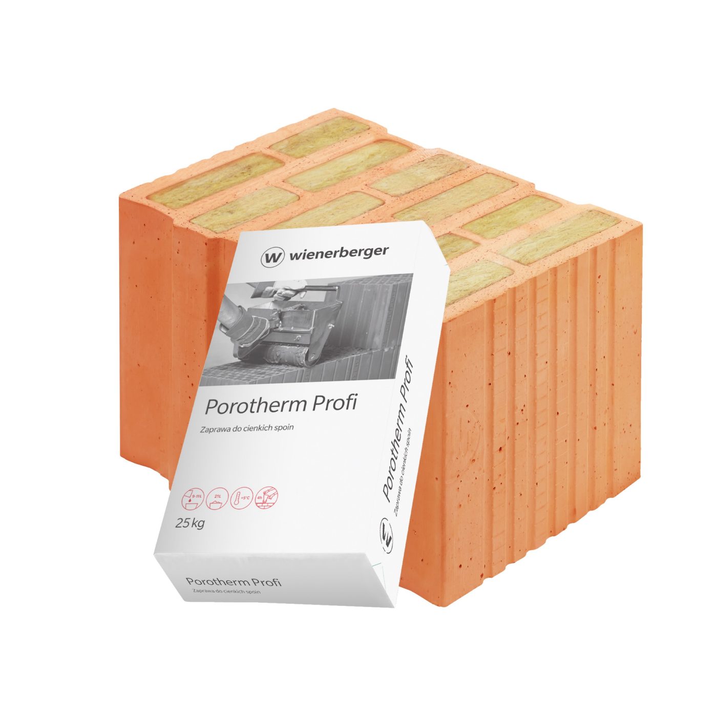 Szlifowany pustak ceramiczny wypełniany wełną mineralną Porotherm 38 T Profi