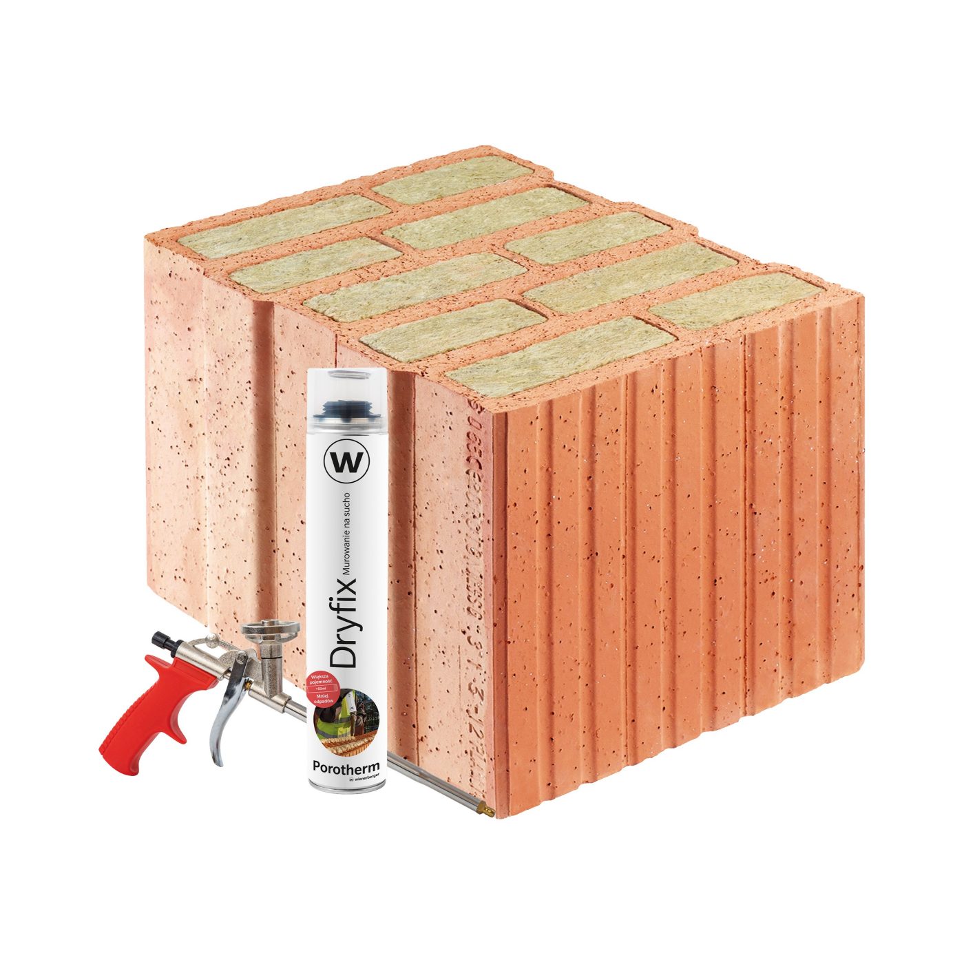 Szlifowany pustak ceramiczny wypełniany wełną mineralną Porotherm 30 T Dryfix