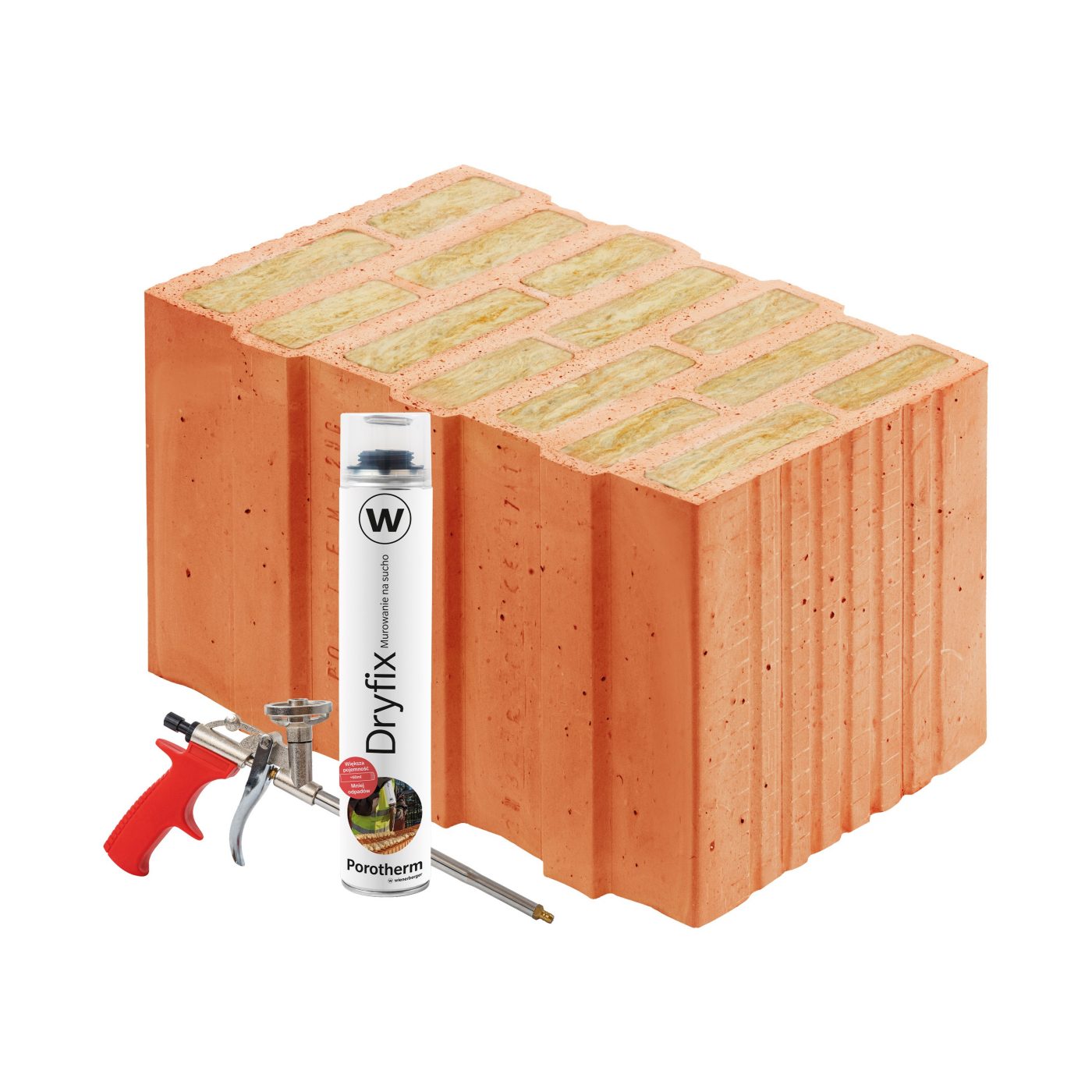 Szlifowany pustak ceramiczny wypełniany wełną mineralną Porotherm 44 T Dryfix